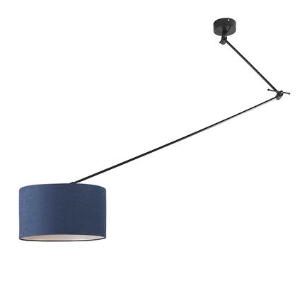 QAZQA Lampe suspendue noir avec abat-jour 35 cm bleu réglable - Blitz I