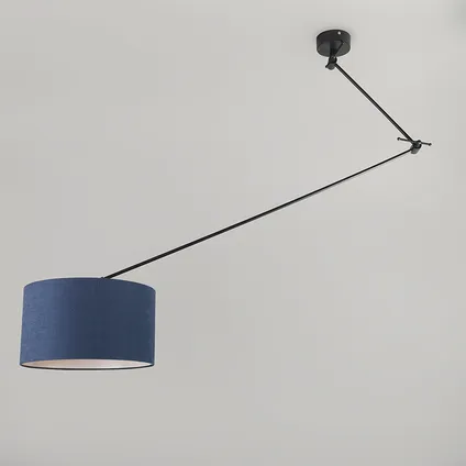 QAZQA Lampe suspendue noir avec abat-jour 35 cm bleu réglable - Blitz I 2