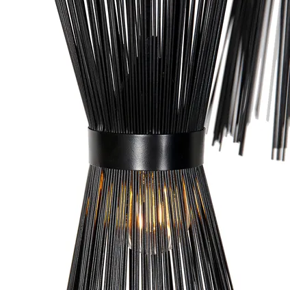 QAZQA Landelijke hanglamp zwart rond 3-lichts - Broom 2