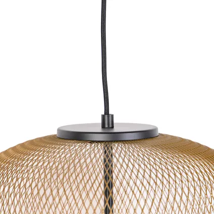 QAZQA Lampe moderne noire avec suspension dorée - Bliss Mesh 5