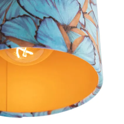 QAZQA Plafondlamp met velours kap vlinders met goud 20 cm - Combi zwart 3