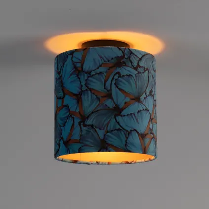 QAZQA Plafondlamp met velours kap vlinders met goud 20 cm - Combi zwart 9