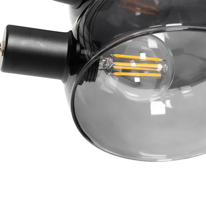 QAZQA Lampadaire design noir avec verre fumé 5 lumières - Sixties Marmo 2