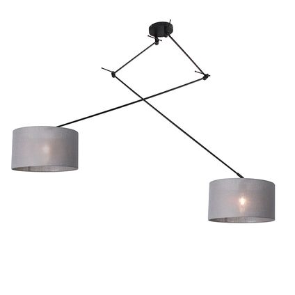QAZQA Lampe suspendue noir avec abat-jour 35 cm gris réglable - Blitz II