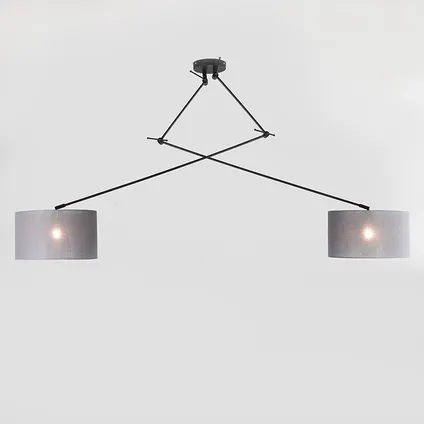 QAZQA Lampe suspendue noir avec abat-jour 35 cm gris réglable - Blitz II 3