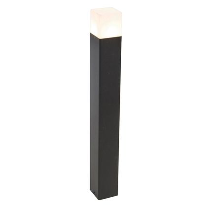 QAZQA Lampe d'extérieur sur pied noire avec abat-jour blanc opale 70 cm - Danemark