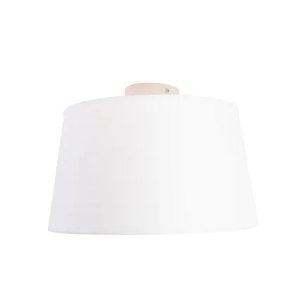 QAZQA Plafondlamp met linnen kap wit 35 cm - Combi wit 5