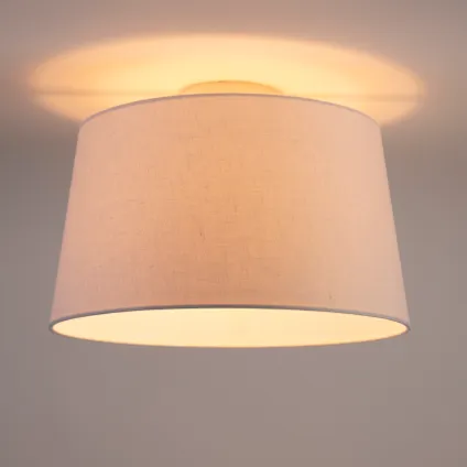 QAZQA Plafondlamp met linnen kap wit 35 cm - Combi wit 9