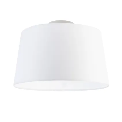 QAZQA Plafondlamp met linnen kap wit 35 cm - Combi wit 10