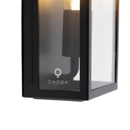 QAZQA Applique d'extérieur industrielle noire IP44 avec verre - Rotterdam 3