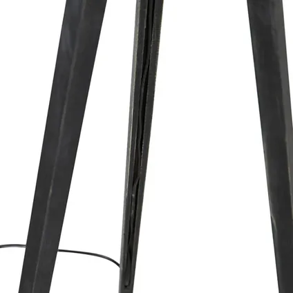 QAZQA Vloerlamp tripod zwart met kap wit 50 cm - Tripod Classic 9