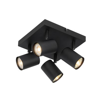 QAZQA Moderne plafondlamp zwart 4-lichts verstelbaar vierkant - Jeana