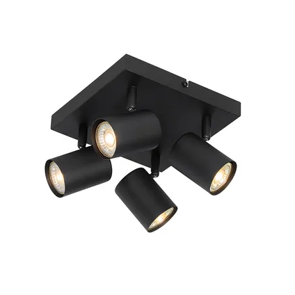 QAZQA Moderne plafondlamp zwart 4-lichts verstelbaar vierkant - Jeana 2