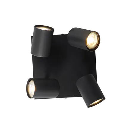 QAZQA Moderne plafondlamp zwart 4-lichts verstelbaar vierkant - Jeana 10