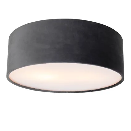 QAZQA Moderne plafondlamp grijs 30 cm met gouden binnenkant - Drum 5
