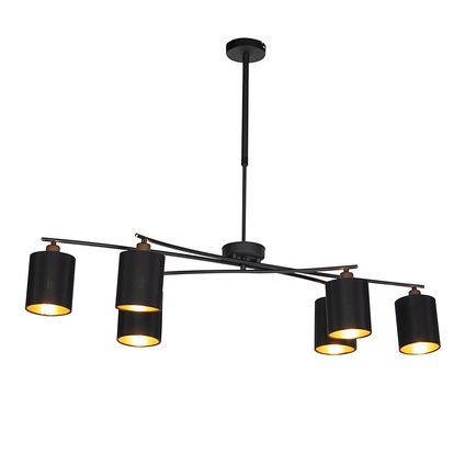 QAZQA Lampe suspendue moderne noire orientable 6 lumières - Lofty