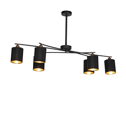 QAZQA Lampe suspendue moderne noire orientable 6 lumières - Lofty 5