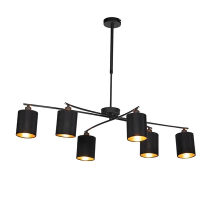 QAZQA Lampe suspendue moderne noire orientable 6 lumières - Lofty 9