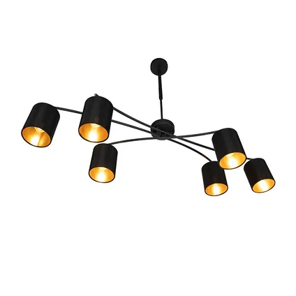 QAZQA Lampe suspendue moderne noire orientable 6 lumières - Lofty 10