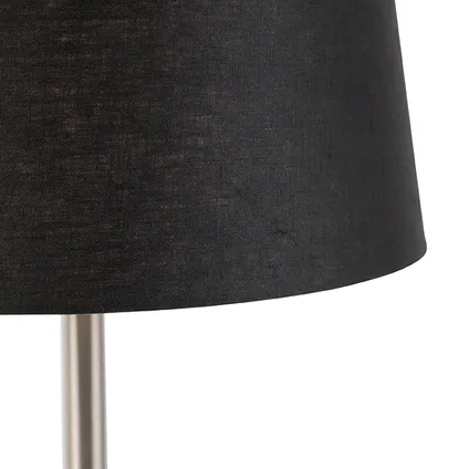 QAZQA Moderne tafellamp staal met zwarte kap 35 cm - Simplo 3