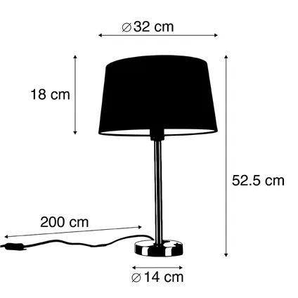 QAZQA Moderne tafellamp staal met zwarte kap 35 cm - Simplo 4