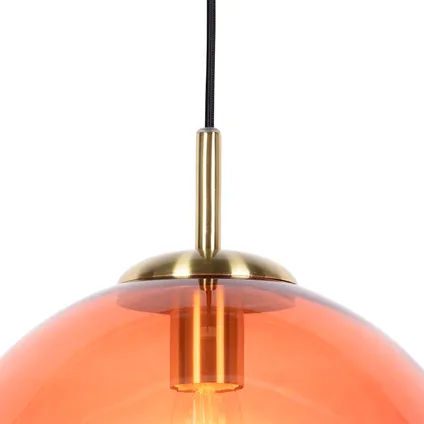 QAZQA Art deco hanglamp messing met roze glas 33 cm - Pallon 5
