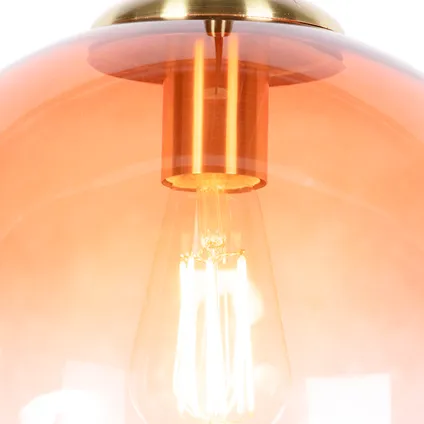 QAZQA Art deco hanglamp messing met roze glas 33 cm - Pallon 7