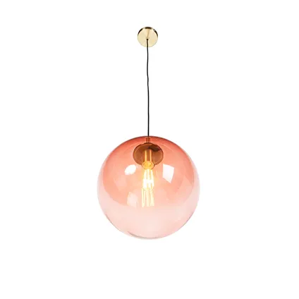 QAZQA Art deco hanglamp messing met roze glas 33 cm - Pallon 8