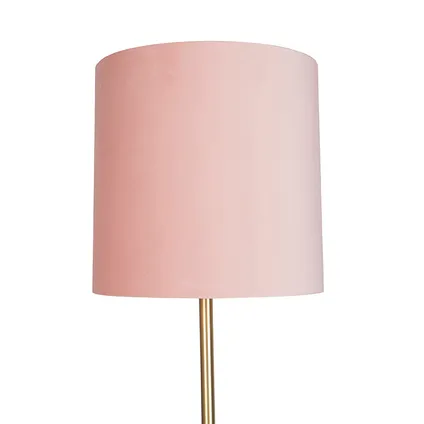 QAZQA Romantische vloerlamp messing met roze kap 40 cm - Simplo 2
