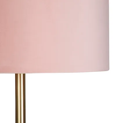 QAZQA Romantische vloerlamp messing met roze kap 40 cm - Simplo 3