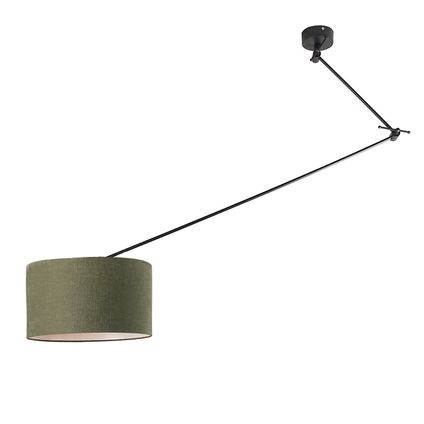 QAZQA Lampe suspendue noir avec abat-jour 35 cm vert réglable - Blitz I
