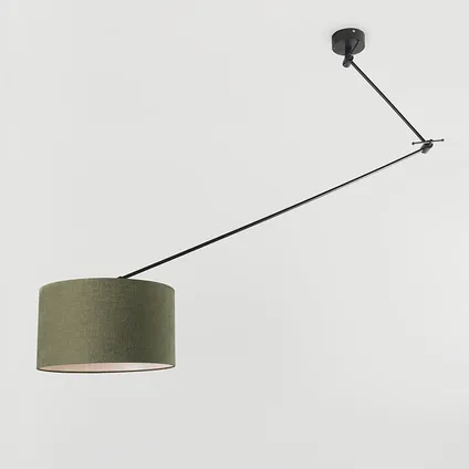 QAZQA Lampe suspendue noir avec abat-jour 35 cm vert réglable - Blitz I 2