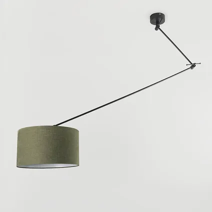 QAZQA Lampe suspendue noir avec abat-jour 35 cm vert réglable - Blitz I 9