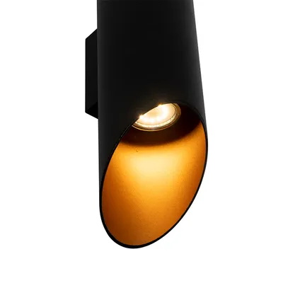 QAZQA Moderne wandlamp zwart met gouden binnenkant 9,6 cm- Organo 5