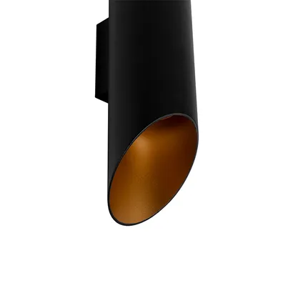 QAZQA Moderne wandlamp zwart met gouden binnenkant 9,6 cm- Organo 6