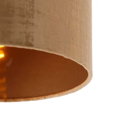 QAZQA Plafondlamp mat zwart velours kap bruin 25 cm - Combi 2