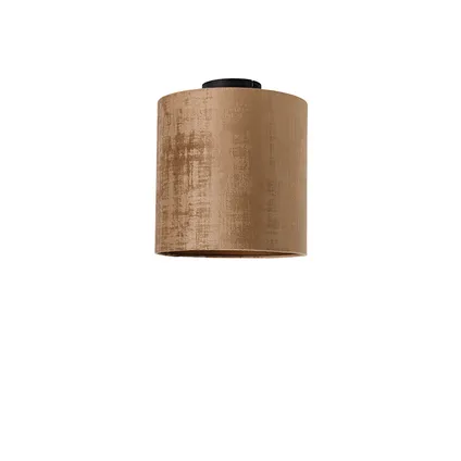 QAZQA Plafondlamp mat zwart velours kap bruin 25 cm - Combi 10