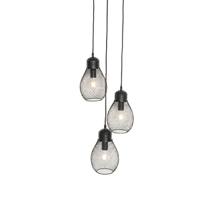 QAZQA Design hanglamp zwart 3-lichts - Raga 2