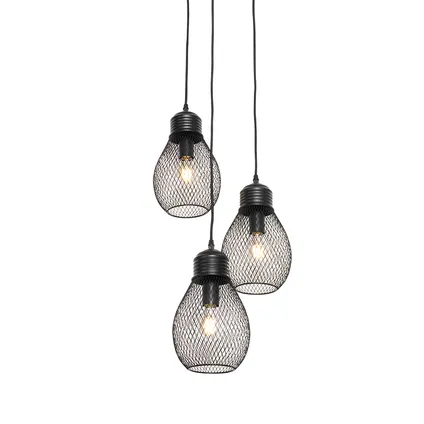 QAZQA Design hanglamp zwart 3-lichts - Raga 9