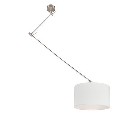 QAZQA Lampe à suspension acier avec abat-jour 35 cm blanc réglable - Blitz I