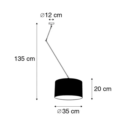 QAZQA Hanglamp staal met kap 35 cm wit verstelbaar - Blitz 4