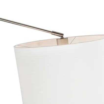 QAZQA Hanglamp staal met kap 35 cm wit verstelbaar - Blitz 6
