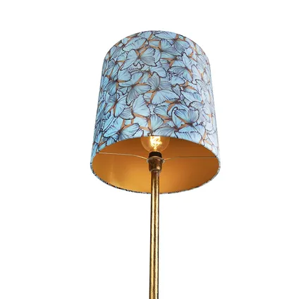 QAZQA Botanische vloerlamp goud met vlinderdessin kap 40 cm - Simplo 5