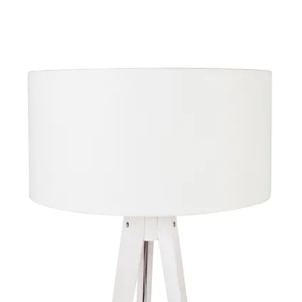 QAZQA Moderne vloerlamp tripod wit met kap wit 50 cm - Tripod Classic 2