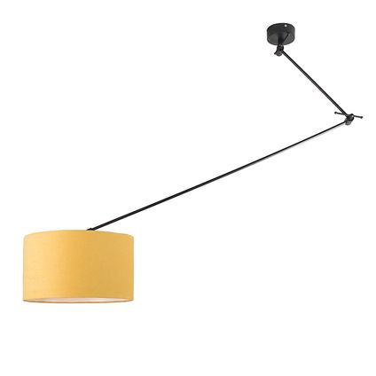 QAZQA Hanglamp zwart met kap 35 cm geel verstelbaar - Blitz I