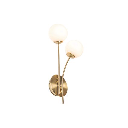QAZQA Moderne wandlamp goud met opaal glas 2-lichts - Athens