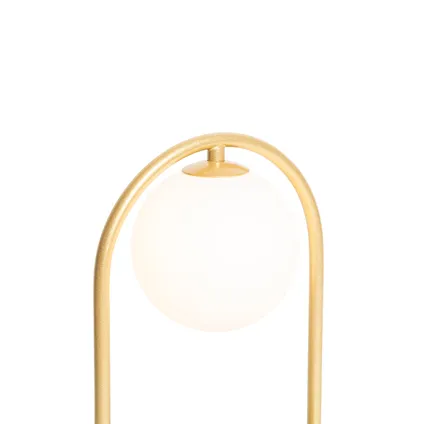 QAZQA Art deco tafellamp goud met wit glas - Isabella 3