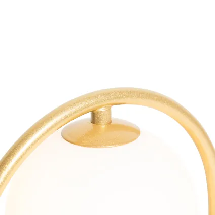 QAZQA Art deco tafellamp goud met wit glas - Isabella 6