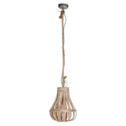QAZQA Landelijke hanglamp hout met touw 34cm - Excalibur 3