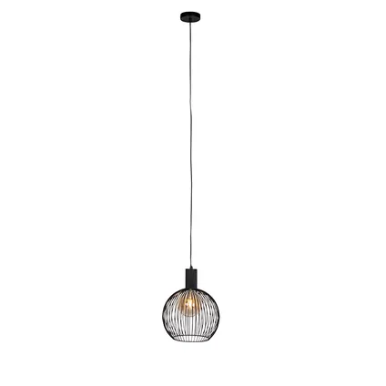 QAZQA Lampe à suspension ronde design noir 30 cm - Wire Dos 3